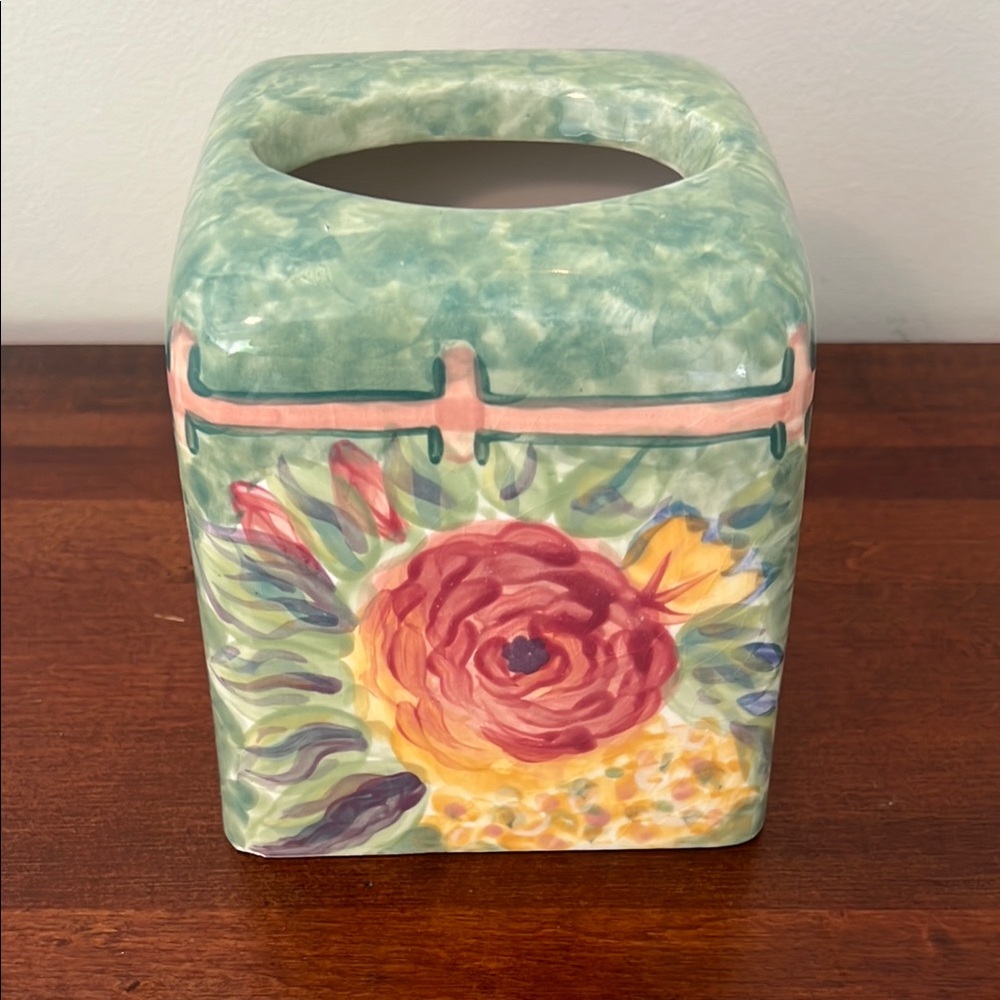 Floral Ceramic Hand Painted Tissue Box Cover